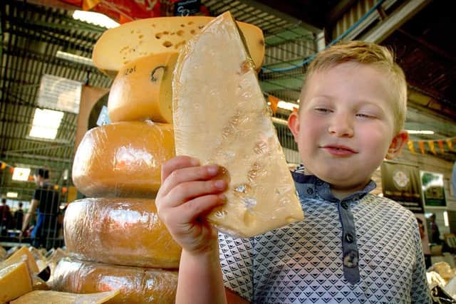 Five-year-old Fletcher Eyre makes his choice of Mayfield Swiss cheese PHOTO: Tim Williams