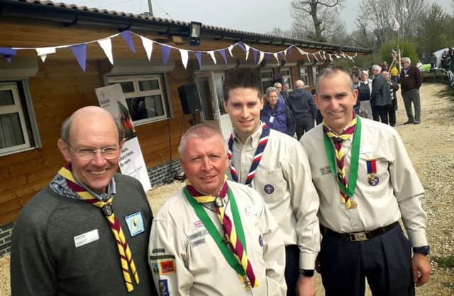 Derek Fraser (Melton Scouts district treasurer), Ian Cliffe (District Commissioner), Sam Morris (Deputy Chief Commissioner of England) and Chris Dolby (Melton District chairman) pictured at the open day for the redeveloped campsite EMN-190904-105236001