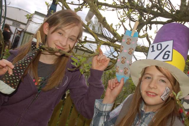 Sisters Daisy and Chloe Kenwood explore the sock orchard PHOTO: Tim Williams