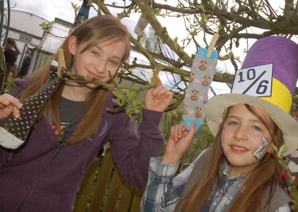 Sisters Daisy and Chloe Kenwood explore the sock orchard PHOTO: Tim Williams