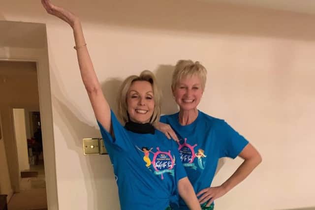 Emma Agnew (right) and BBC colleague Anne Davies celebrate taking part in the 2019 Twilight Walk in aid of the LOROS hospice EMN-190415-123619001