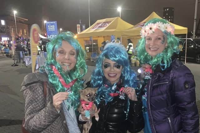 Emma Agnew (right) and BBC colleague Anne Davies (let) show off their medals after completing the 2019 Twilight Walk in aid of the LOROS hospice EMN-190415-123630001