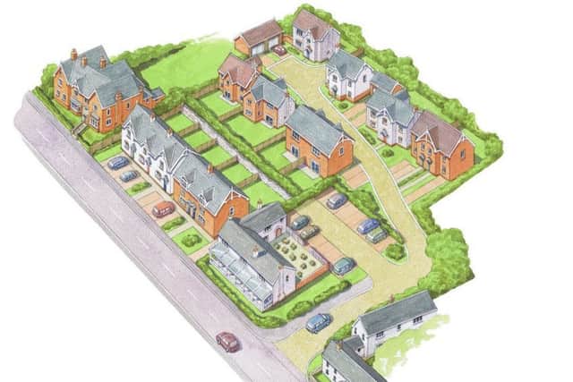 An artist's impression of what the planned redevelopment will look like on the site of The Fox Inn pub at Thorpe Satchville EMN-190417-085440001