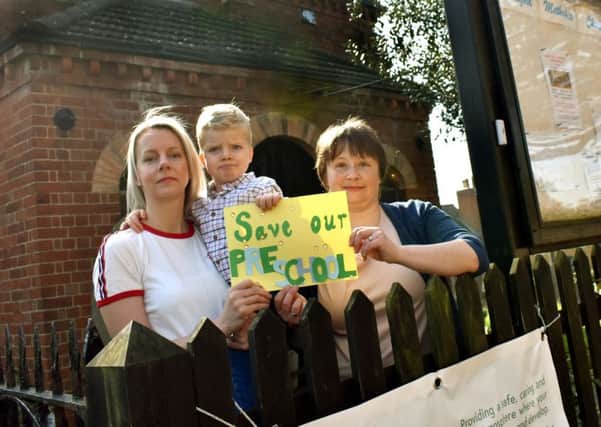 Two mums with children at the pre-school group at Scalford Methodist Church react to neww of the building's impending closure EMN-190422-103321001