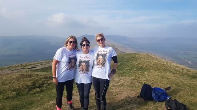 From left, Sam Draper, Lisa Goulding and Tina Given, aka Leah's Troop, in training for the Ultra Peaks Challenge EMN-190423-161427001