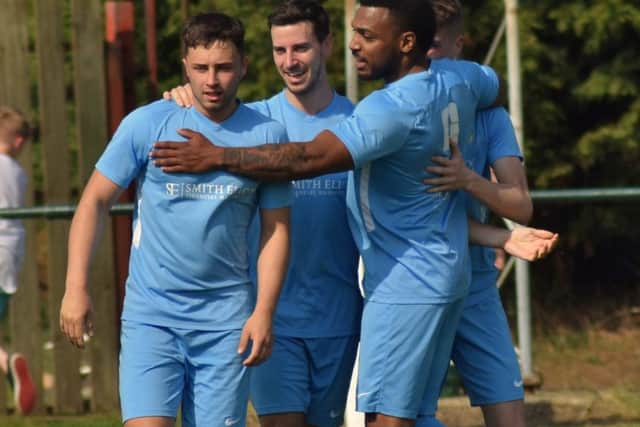 Melton's goalscorers, from left, Parsons, Lever and Reeve EMN-190423-121057002
