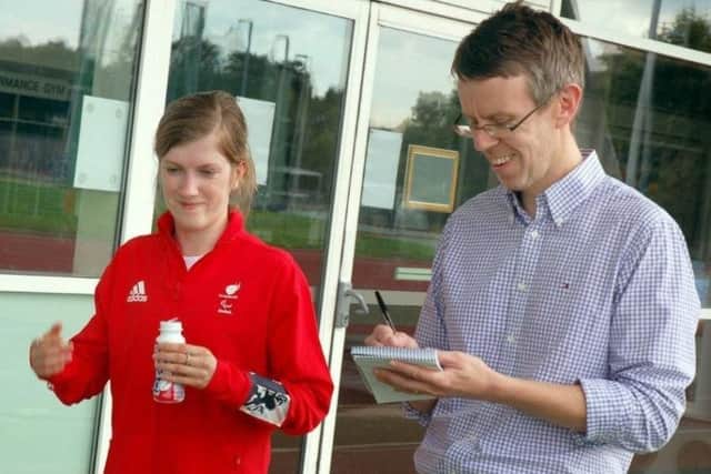 Chris with Paralympic sprint champion Sophie Hahn EMN-190423-192510002
