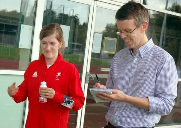Chris with Paralympic sprint champion Sophie Hahn EMN-190423-192510002