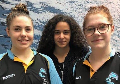 Melton's girls trio at the East Midlands Championships, from left, Fleur Ellingworth, Beth Walker Clarice Ellingworth EMN-190515-112111002