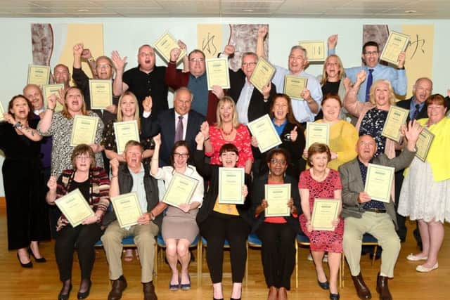 Members of community groups, charities and sports organisations across the Melton borough celebrate receiving cheques from the £10,000 Make It Happen funding scheme for 2019 at a presentation event at Ragdale Hall Spa
Ragdale Hall : Make it Happen 2019
PHOTO LIONEL HEAP EMN-190517-112847001