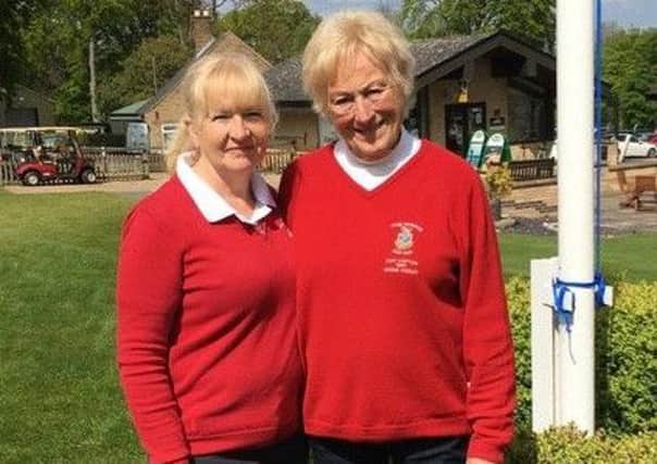 Norma Varley and Jane White after their narrow win in round three of the Daily Mail Foursomes EMN-190521-093155002