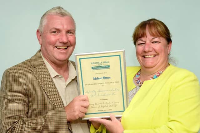 LH2240-03 : Ragdale Hall Make it Happen 2019 : Asfordby Amateurs Ladies, Girls and Inclusive FC : L-R Jim and Sharon Reason EMN-190521-095839001