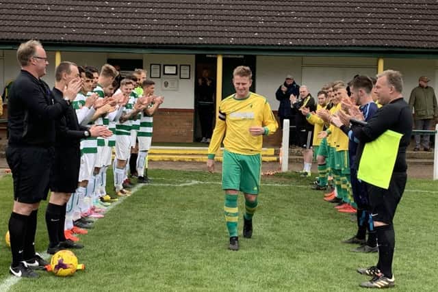 Guard of honour for Michael Stevenson at the beginning of his final game EMN-190522-144710002