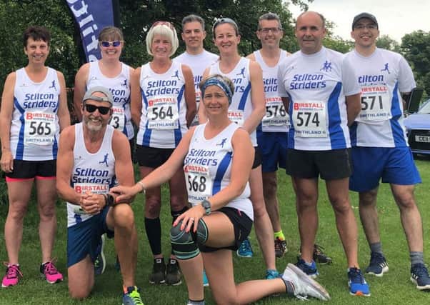 The Stilton Striders squad at Swithland. From left, back  Alison Clarke, Emma Hope, Julie Bass, Mike Williams, Nicola Taylor, Alan Thompson, Rob Mee, Davide Figo; front  Chris Genes and Nicola Dolphin-Rowlands EMN-190406-114046002