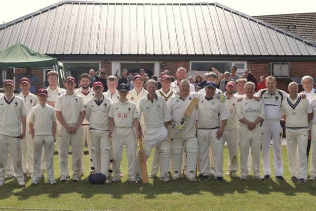 Melton CCs pre-2000 team and current crop line up before their challenge match. Picture courtesy of Phil James EMN-190406-132354002