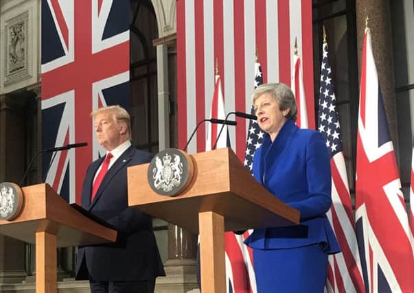 Presidents Donald Trump and Prime Minister Theresa May hold a press conference this week during the State Visit - the photo was taken by Rutland and Melton MP Sir Alan Duncan EMN-190506-151425001