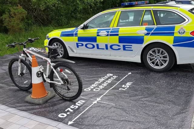 Leicestershire Police's Share The Road Campaign - this image shows the recommended overtaking distance for motorists passing cyclists EMN-191106-125556001