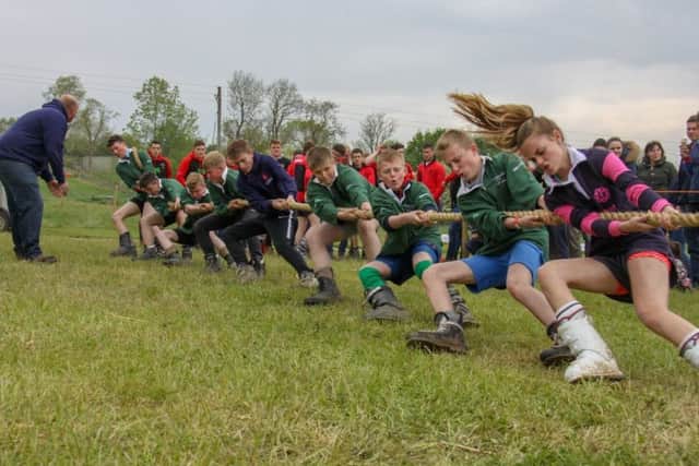 The junior tug of war team on the rope PHOTO: Supplied
