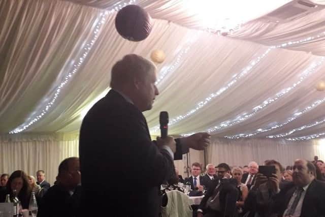 Boris Johnson makes a speech at a fundraising dinner at Melton Livestock Market EMN-190614-090729001