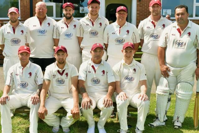 Division Three champions Melton Mowbray CC First XI. From left, back - Ben Redwood, Paul Stevenson, James Cusack, Joe Peveritt, Carel Fourie, Gaz Potter, Simon Claricoates; front - Carl Parker, Mike Roberts, Pete Humphries, Jamie Tew. EMN-190618-103407002