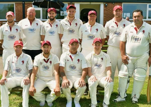 Division Three champions Melton Mowbray CC First XI. From left, back - Ben Redwood, Paul Stevenson, James Cusack, Joe Peveritt, Carel Fourie, Gaz Potter, Simon Claricoates; front - Carl Parker, Mike Roberts, Pete Humphries, Jamie Tew. EMN-190618-103407002
