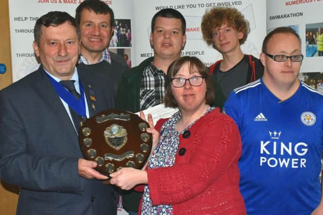 The Melton Times Shield for the most sponsorship raised was won by Melton Mencap Marvels, and presented by Lion Geoff Tate PHOTO: Tim Williams