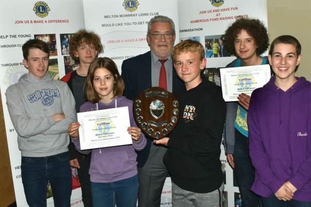 The Wilkinson's Shield Youth Award won by Melton Lifesavers and presented by Lion David Houghton PHOTO: Tim Williams