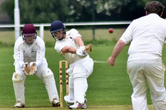 Melton batsman Jamie Tew responds with a boundary off Croxton's Jamie Picker EMN-190625-174415002