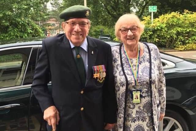 Councillor Pam Posnett and her 100-year-old father-in-law, Jim, a war veteran EMN-190626-103406001