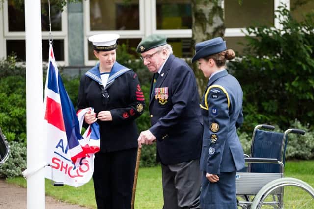 Melton war veteran Jim Posnett (100) flies the flag on Armed Forces Day EMN-190626-103416001