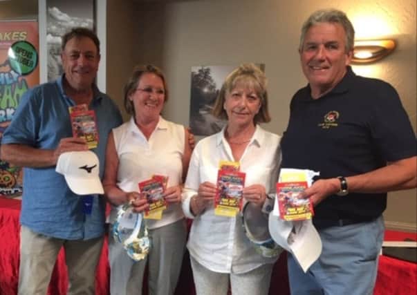 Winning Senior Mixed Open team, from left, club chairman Glenn Price, Jean Moulds, Margaret Samways and captain Gerry Stephens, with prizes including annual passes to Twinlakes EMN-190907-110830002
