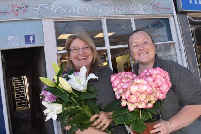 Blooming - owners of Flower Paradise, Cheryl Davies and Sam York.