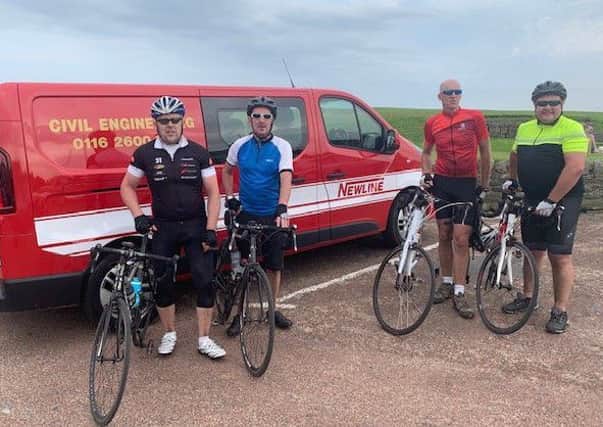From left, Paul Johnson, Paul Cousin, Martin Woolliscroft and Andrew Norwood, pictured during their latest charity cycling effort for Parkinson's UK EMN-190507-154826001