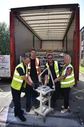 Equipment from hospitals in Melton and Leicester being shipped to a hospital in Africa EMN-191007-171931001