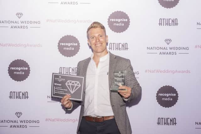 George with his award for Best Entertainment (Musical) at the National Wedding Awards PHOTO: Supplied