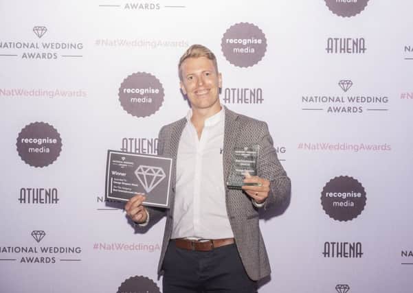 George with his award for Best Entertainment (Musical) at the National Wedding Awards PHOTO: Supplied