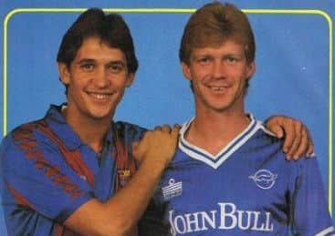 Tommy Williams (right), who is now a Melton social care worker, pictured before his testimonial with former Leicester City FC team-mate Gary Lineker EMN-190726-164246001