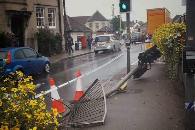 A damaged traffic light in Wilton Road, Melton, following a road collision in the early hours of Saturday EMN-190729-115731001