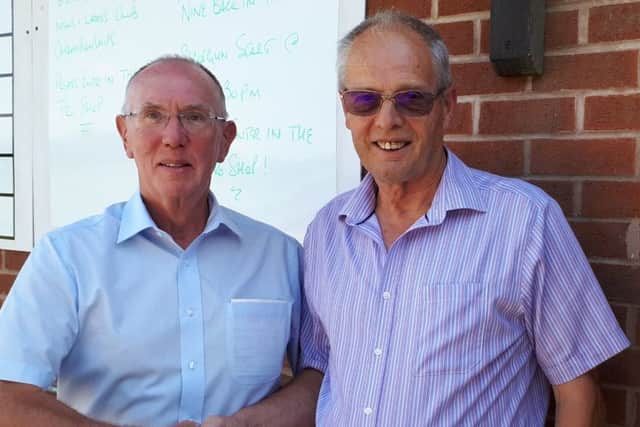 Toft seniors captain Duncan Cameron and Melton seniors captain Dick Chapman EMN-190730-143656002