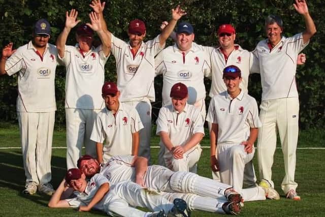 We're going up! Melton Second XI toast their title win. From left, back - Trishan Panchal, Brian Draper, Karl Tew, Adam Thompson, James Culy, Alan Wright; front - Callum Hull, Archie Cropper, Matt Wright, Mark Mabbott, Liam Tew EMN-190827-115839002