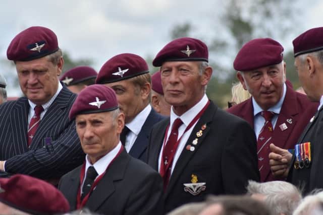 Former serving paras at the ceremony to unveil the memorial to the 10th Battalion, the Parachute Regiment, at Burrough on the Hill EMN-191009-154414001