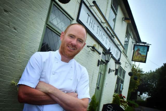 Dom Clarke outside The Stag and Hounds pub at Burrough on the Hill which he has taken over EMN-190916-174041001