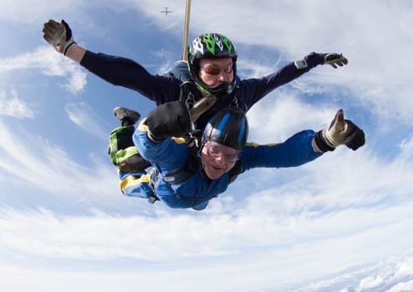 Mayor of Melton, Councillor Malise Graham (below), pictured doing his charity parachute jump EMN-190927-120900001