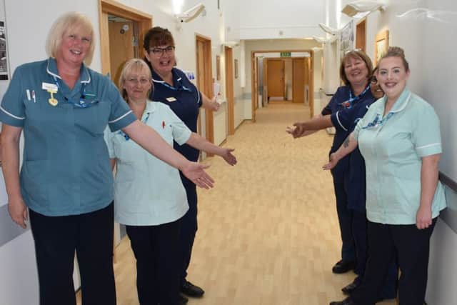 Staff show off the new flooring in the inpatient ward at Melton Mowbray Hospital after an extensive programme of refurbishment was carried out EMN-190410-131426001