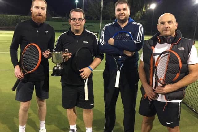 Doubles winners Joe Jackson and Andy Douglas (left) with finalists Mike Crane and Jimmi Cox. EMN-191015-173828002