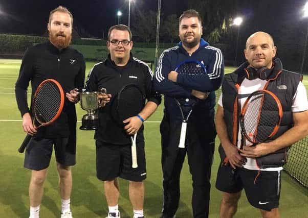 Doubles winners Joe Jackson and Andy Douglas (left) with finalists Mike Crane and Jimmi Cox. EMN-191015-173828002