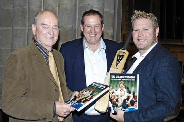 BBC sports broadcaster Pat Murphy with former England internationals Tim Munton and Matthew Hoggard. Picture: Derek Whitehouse EMN-191016-125852002