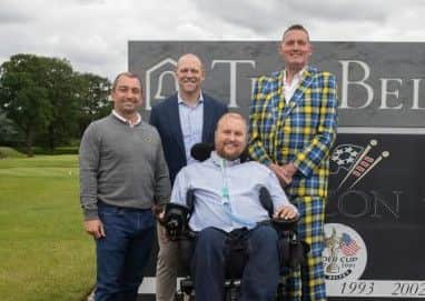 Matt Hampson and Doddie Weir (back, right) promote their charity sporting dinner with Bryan Redpath and Mike Tindall EMN-191022-125036001