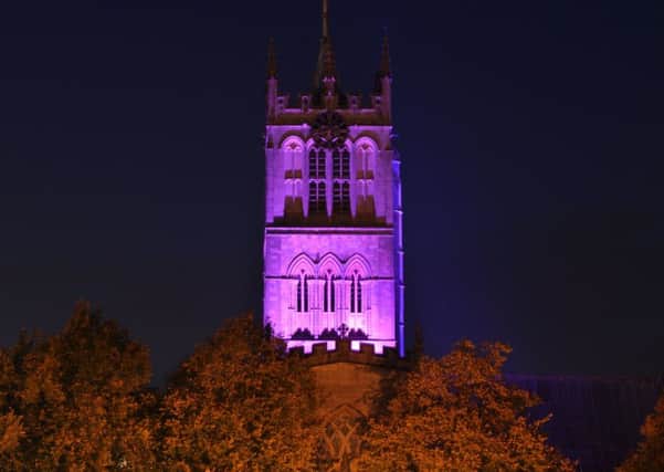 St Mary's Church in Melton is lit up purple to mark World Polio Day
PHOTO: Jonny McGrady NEMM EMN-191030-090655001