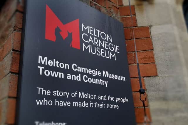 The sign at the entrance to Melton Carnegie Museum, on Thorpe End EMN-191024-125336001